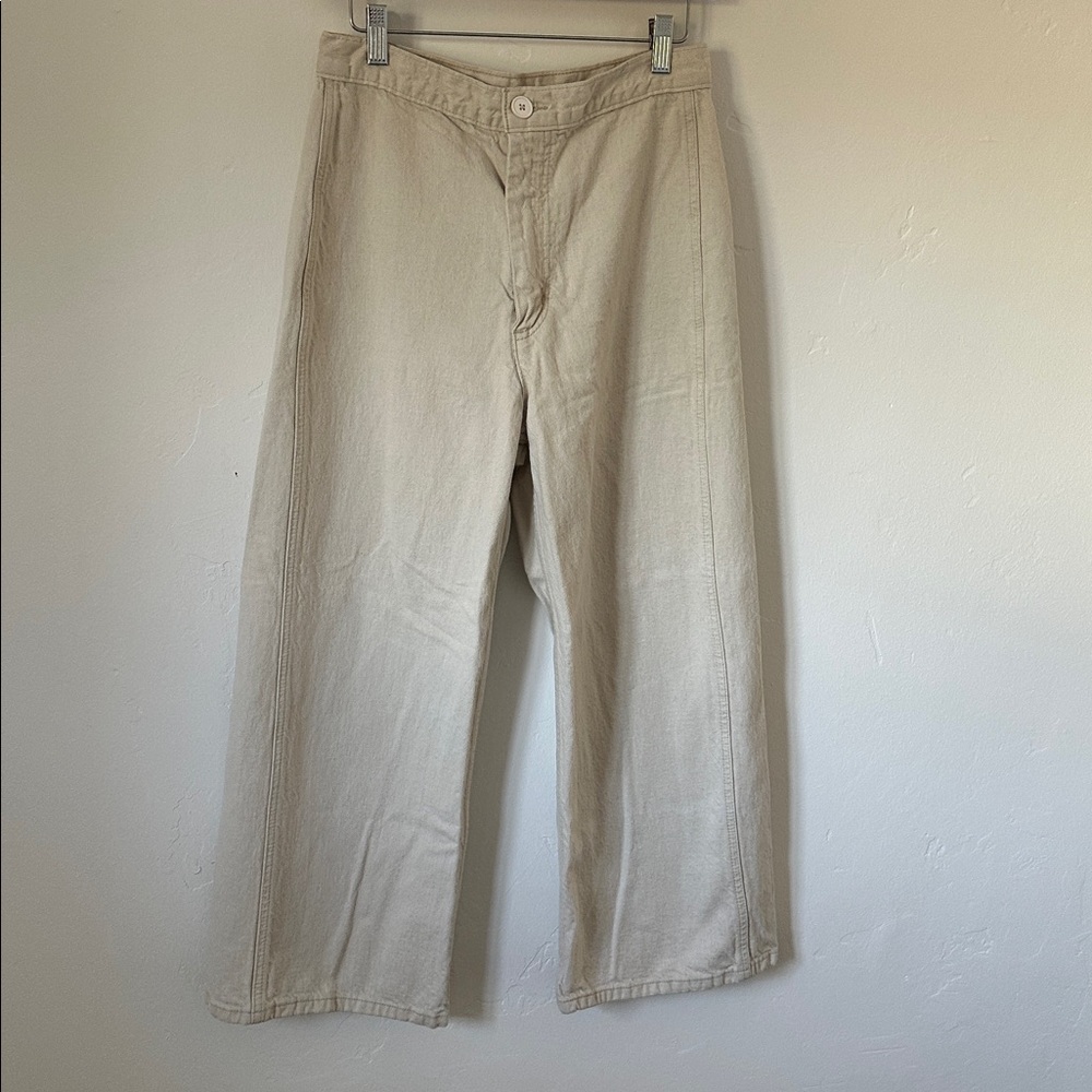 Cream Wide-Leg Pants